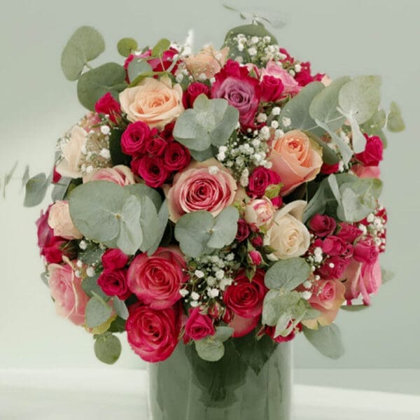 Buy Mixed Flowers in Vase - Creamy Flower Bunch