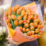 Saffron Tulip Flower Bouquet | Buy tulips online in India