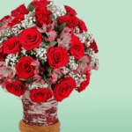 Bunch of Red Rose & Alstroemeria in Santa Claus Socks (3)