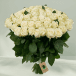 Heavenly White Roses bouquet with fresh white roses arranged elegantly for weddings, anniversaries, and special occasions.