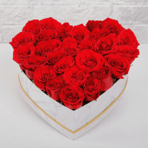 Red Roses In Heart Shaped Marbled Box Heart Shape Flowers, Valentine's Day Flowers - www.btf.in