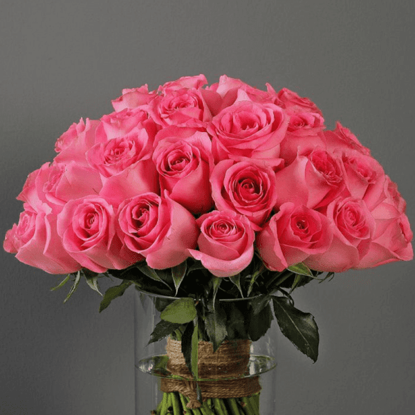 Bunch of Pink Roses - Flowers in Vase to India, Vase Arrangement | BTF