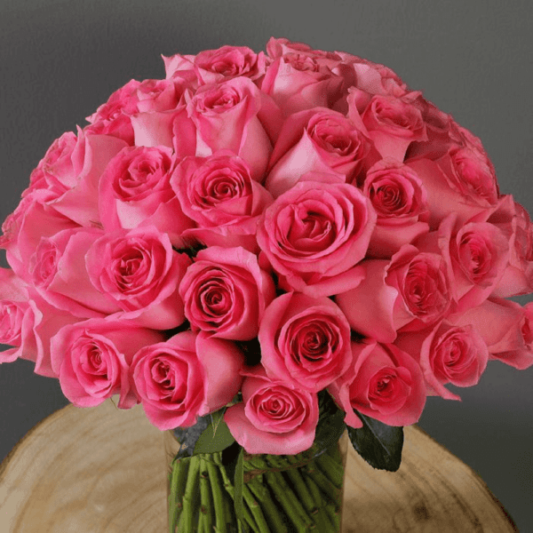 Bunch of Pink Roses - Flowers in Vase to India, Vase Arrangement | BTF