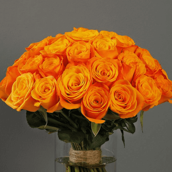 Bunch of Orange Roses - Flowers in Vase to India | BTF