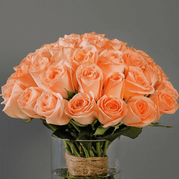 Bunch of Peach Roses - Flowers in Vase | BTF.in