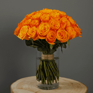 Bunch of Orange Roses - Flowers in Vase to India | BTF