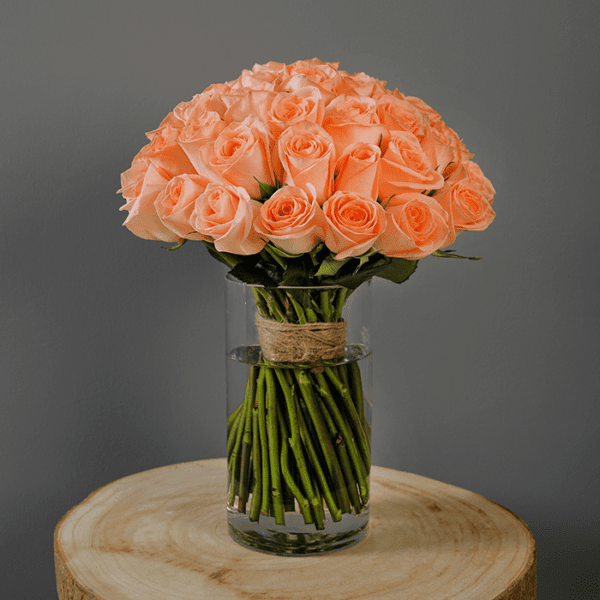 Bunch of Peach Roses - Flowers in Vase | BTF.in