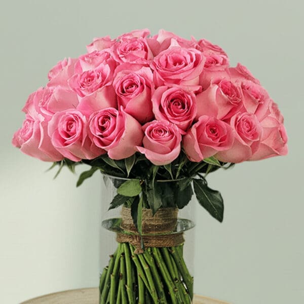 Bunch of light pink Bangalore roses wrapped elegantly