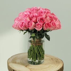 Bunch of light pink Bangalore roses wrapped elegantly