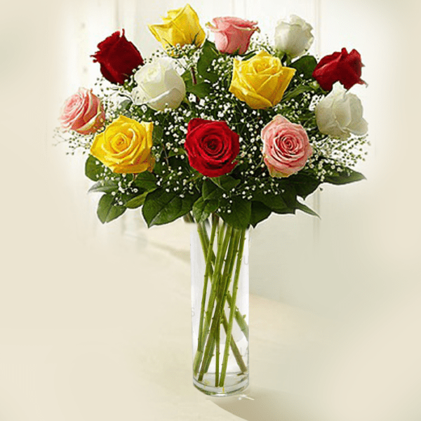 mix rose bouquet Rainbow Bouquet | Blacktulipflowers.in