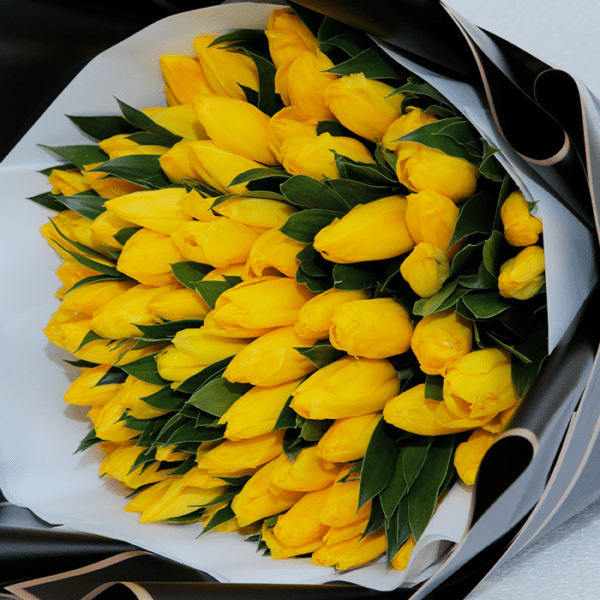 Yellow Tulips Hand Bouquet - Tulips Hand Bouquet | BTF.in