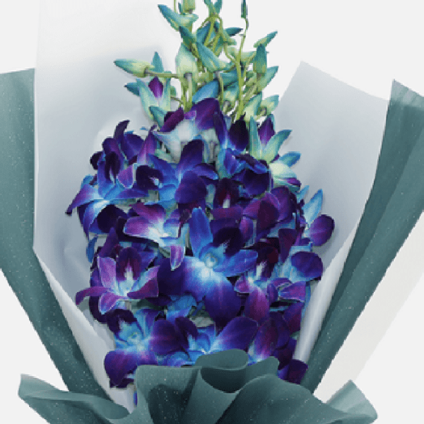 Blue orchids bouquet | Blacktulipflowers.in