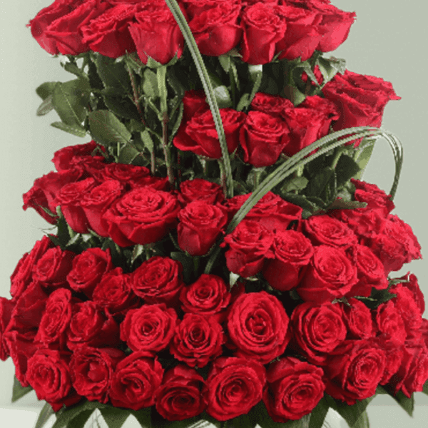 101 fresh red roses arranged in an elegant bouquet for online delivery with same day flower delivery service, perfect for romantic occasions, anniversaries, and special celebrations.
