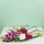 Long and low arrangement -Purple, white and fuchsia theme (2)
