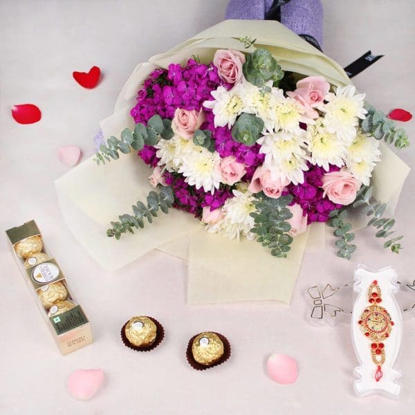 Floral Delight Rakhi Combo - Rakhi with Flowers | BTF.in
