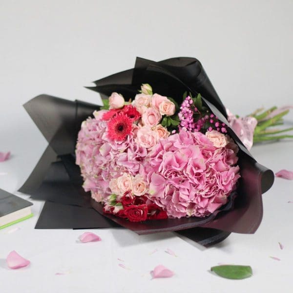 Ruby Rose Delight - Order Pink Hydrangea Bouquet | BTF.in