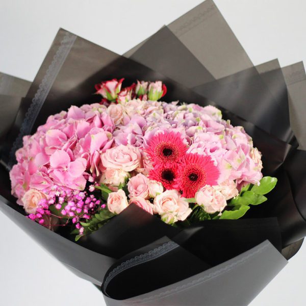 Ruby Rose Delight - Order Pink Hydrangea Bouquet | BTF.in