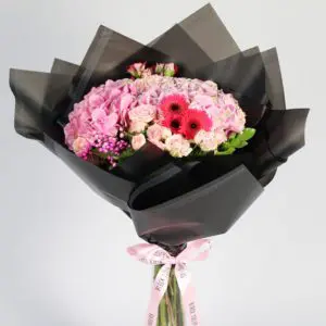 Ruby Rose Delight - Order Pink Hydrangea Bouquet | BTF.in
