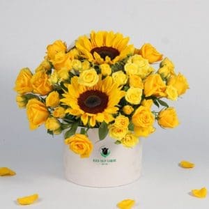 The Sunshiny Blooms - Order Sunflower in box Florist near me