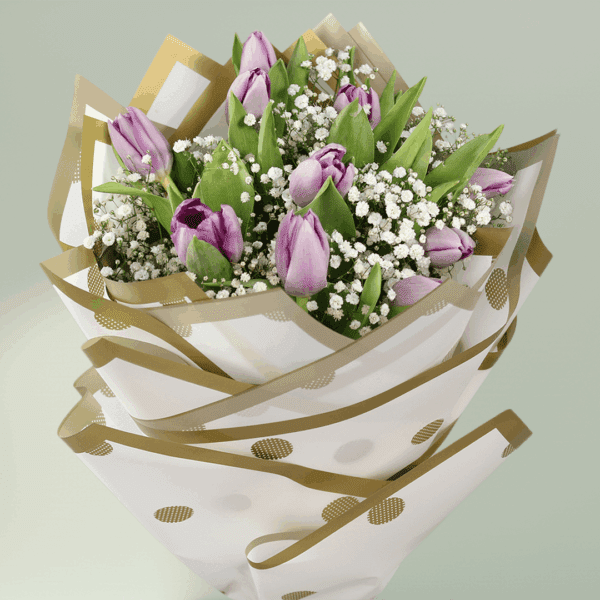 Lavender Dreams Tulip Bouquet (3) Lavender Dreams - Tulips Online Delivery | BTF.in