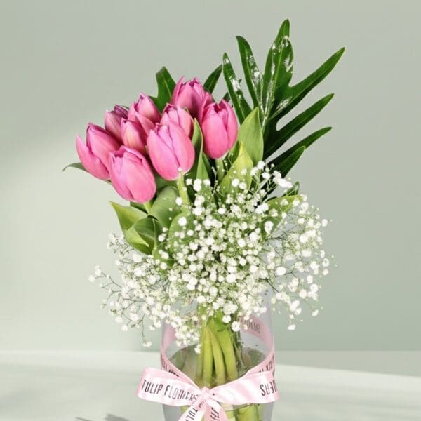 Stunning Pink Tulips | Order Pink Tulips in Vase | BTF.in