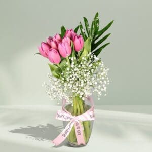 Stunning Pink Tulips | Order Pink Tulips in Vase | BTF.in