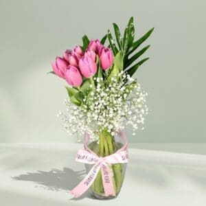 Stunning Pink Tulips | Order Pink Tulips in Vase | BTF.in