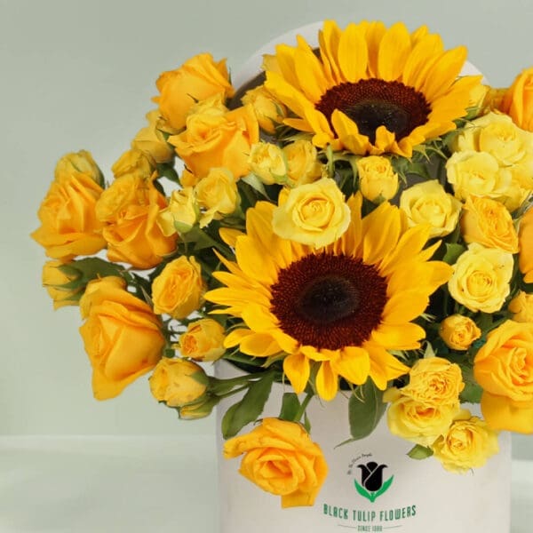 The Sunshiny Blooms - Order Sunflower in box Florist near me