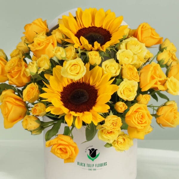 The Sunshiny Blooms - Order Sunflower in box Florist near me