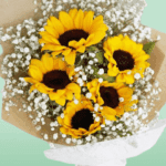 5 Stem Sunflower Bouquet with Gypso (1)