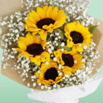 5 Stem Sunflower Bouquet with Gypso (1)