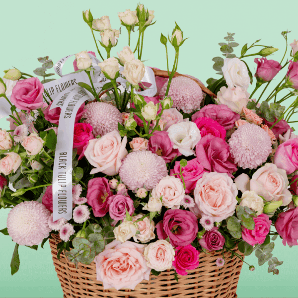 Exquisite Rose Flower Gift Basket Delivered to Bangalore | Black Tulip Flowers