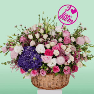Colorful floral arrangement in basket