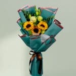 Sunflower, rose & Eustoma bouquet | Order Now our Charming Hand-Tied Bouquet