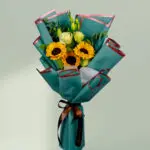 Sunflower, rose & Eustoma bouquet | Order Now our Charming Hand-Tied Bouquet