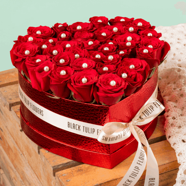 Stunning Heart Shaped Flower Arrangement - Order Now at Black Tulip Flowers