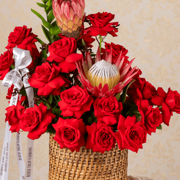 "A Love Story: The Perfect Valentines Gift Box with Black Tulip Flowers"