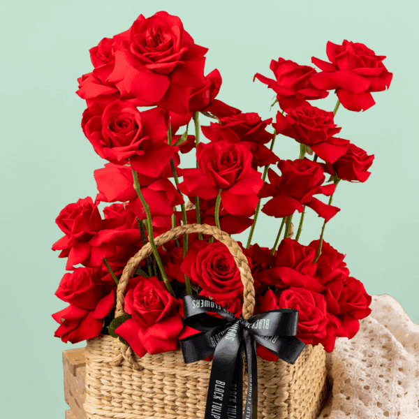 Lover's Basket - Perfect Valentines Gift Basket - Black Tulip Flowers