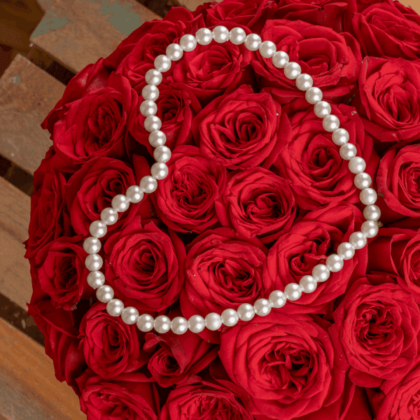 Elegant red rose bouquet with a mysterious romantic theme