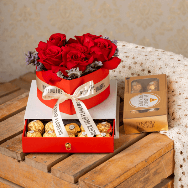 Roses Heart Shape: Sweet Kiss with Black Tulip Flowers"