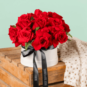 "The Love Box - Stunning Valentines Flowers Bouquet In Black Tulip Flowers "