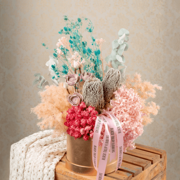Dried Flower Arrangements | The Golden Box | Black Tulip Flowers