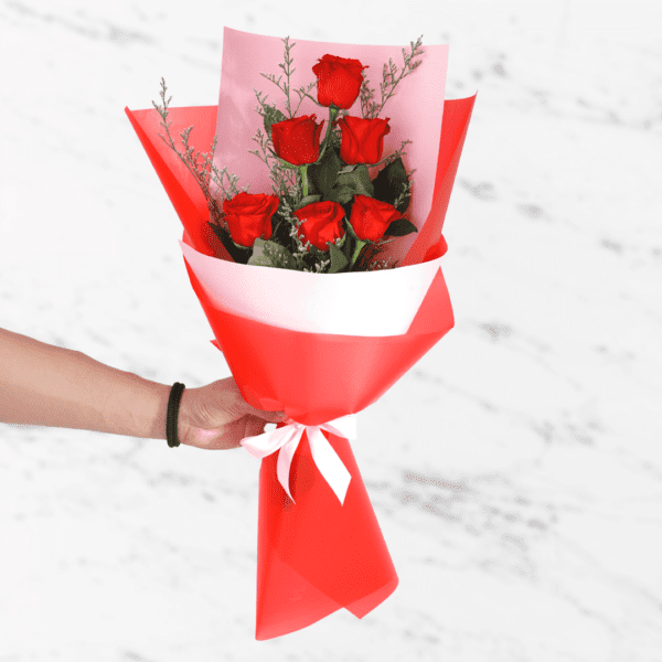 Small Bouquet: Romance with 6-Stem Rose Bouquet | BTF India