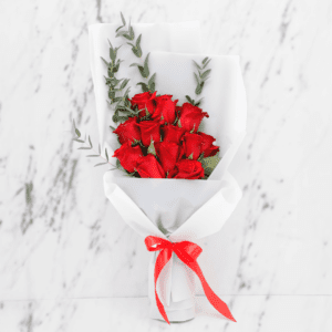Red Bouquet of Roses: Stunning 12 Red Rose Bouquet | Black Tulip Flowers