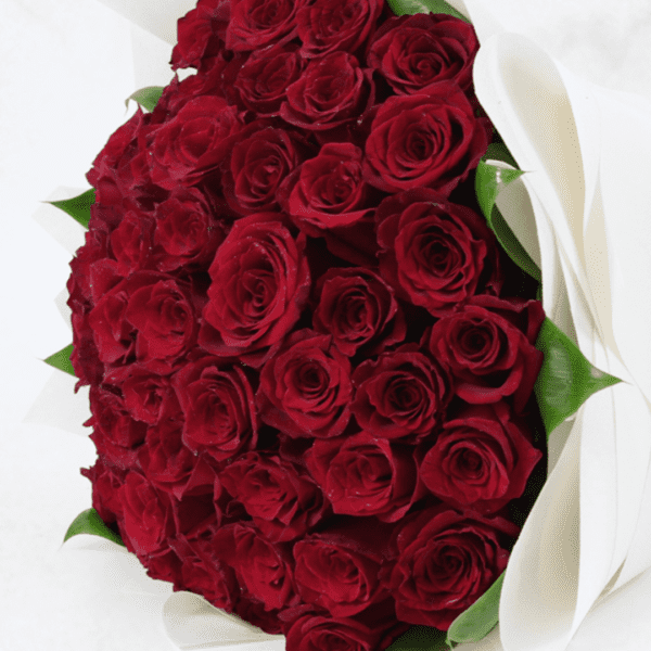 Red Rose Flower Bouquet: Stunning Valentine’s Fifty Rose | Black Tulip Flowers