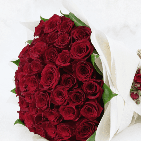 Red Rose Flower Bouquet: Stunning Valentine’s Fifty Rose | Black Tulip Flowers