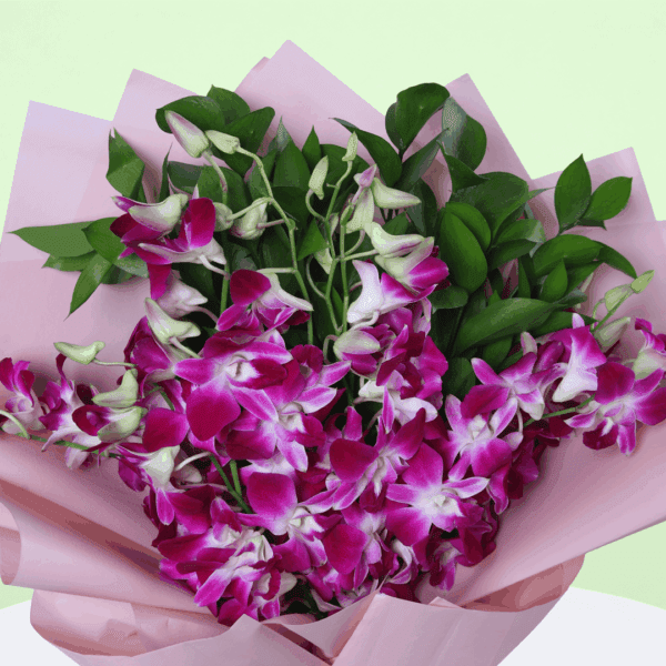 Purple Velvet Orchids Bouquet (1) Purple Orchid Bouquet, Elegant 10 Stem Arrangement