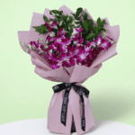 Purple Orchid Bouquet, Elegant 10 Stem Arrangement