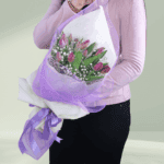 10-stem bouquet of vibrant pink tulips