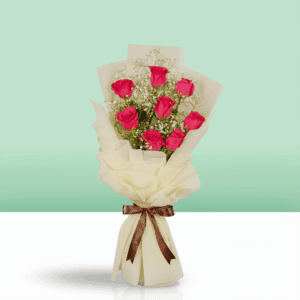 Soft blush roses arranged with eucalyptus foliage creating a dreamy and romantic floral bouquet.